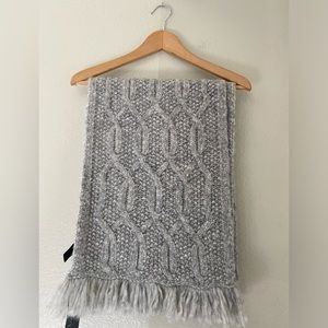 TED BAKER LONDON Homerton Cable Knit Wool Blend Chunky Scarf Wrap Grey